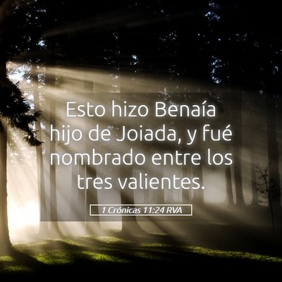 Picture 05 - 1 Crónicas 11:24 RVA - Esto hizo Benaía hijo de Joiada, y fué nombrado - Bible Verse Picture