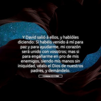 Picture 05 - 1 Crónicas 12:17 RVA - Y David salió á ellos, y hablóles diciendo: Si - Bible Verse Picture
