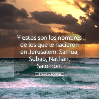 Picture 05 - 1 Crónicas 14:4 RVA - Y estos son los nombres de los que le nacieron en - Bible Verse Picture