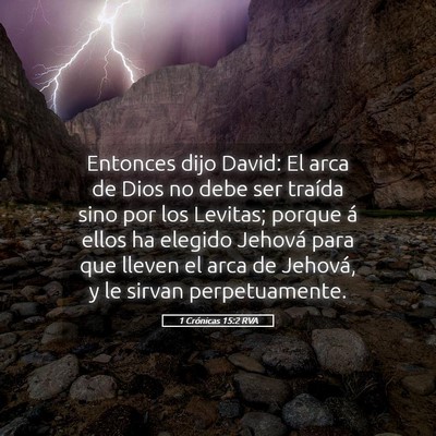 Picture 05 - 1 Crónicas 15:2 RVA - Entonces dijo David: El arca de Dios no debe ser - Bible Verse Picture