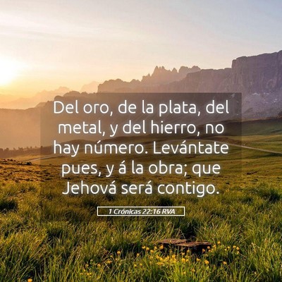 Picture 05 - 1 Crónicas 22:16 RVA - Del oro, de la plata, del metal, y del hierro, no - Bible Verse Picture