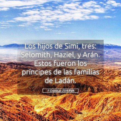 Picture 05 - 1 Crónicas 23:9 RVA - Los hijos de Simi, tres: Selomith, Haziel, y - Bible Verse Picture