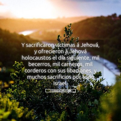 Picture 05 - 1 Crónicas 29:21 RVA - Y sacrificaron víctimas á Jehová, y ofrecieron - Bible Verse Picture