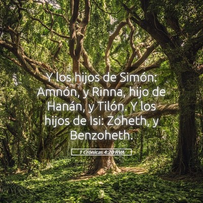 Picture 05 - 1 Crónicas 4:20 RVA - Y los hijos de Simón: Amnón, y Rinna, hijo de - Bible Verse Picture