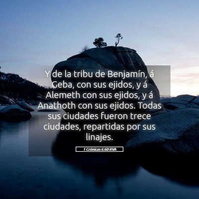 Picture 05 - 1 Crónicas 6:60 RVA - Y de la tribu de Benjamín, á Geba, con sus - Bible Verse Picture
