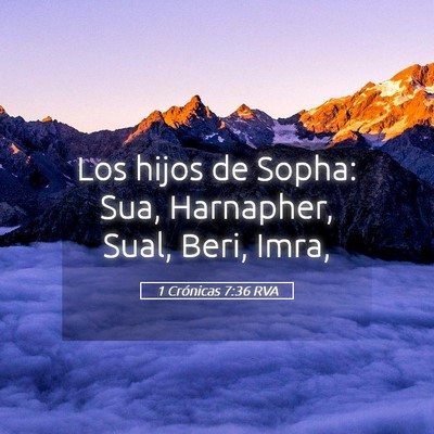 Picture 05 - 1 Crónicas 7:36 RVA - Los hijos de Sopha: Sua, Harnapher, Sual, Beri, - Bible Verse Picture