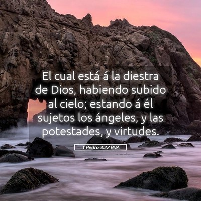 Picture 05 - 1 Pedro 3:22 RVA - El cual está á la diestra de Dios, habiendo - Bible Verse Picture