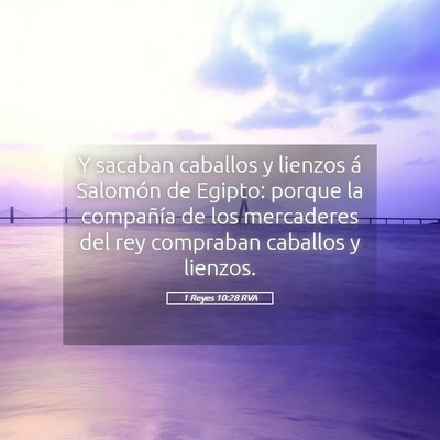 Picture 05 - 1 Reyes 10:28 RVA - Y sacaban caballos y lienzos á Salomón de - Bible Verse Picture