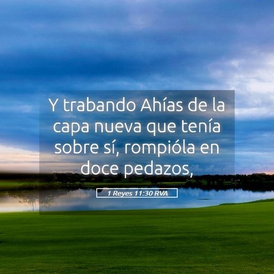 Picture 05 - 1 Reyes 11:30 RVA - Y trabando Ahías de la capa nueva que tenía - Bible Verse Picture