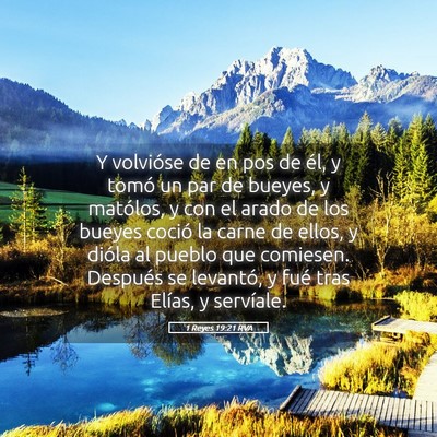 Picture 05 - 1 Reyes 19:21 RVA - Y volvióse de en pos de él, y tomó un par de - Bible Verse Picture