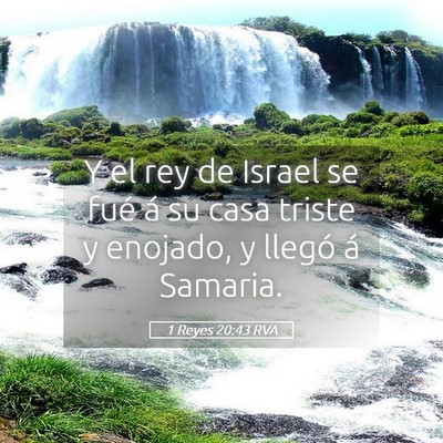 Picture 05 - 1 Reyes 20:43 RVA - Y el rey de Israel se fué á su casa triste y - Bible Verse Picture