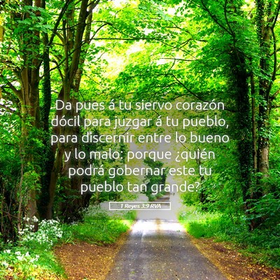 Picture 05 - 1 Reyes 3:9 RVA - Da pues á tu siervo corazón dócil para juzgar - Bible Verse Picture