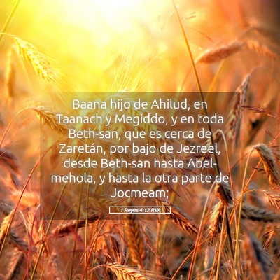 Picture 05 - 1 Reyes 4:12 RVA - Baana hijo de Ahilud, en Taanach y Megiddo, y en - Bible Verse Picture