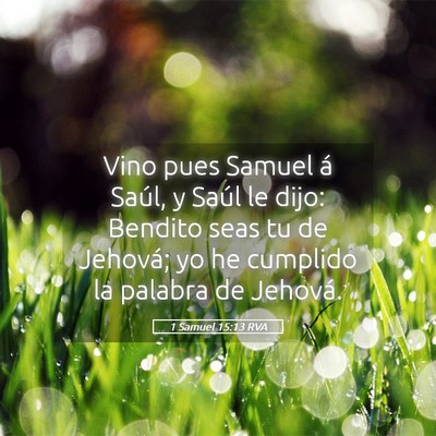 Picture 05 - 1 Samuel 15:13 RVA - Vino pues Samuel á Saúl, y Saúl le dijo: - Bible Verse Picture