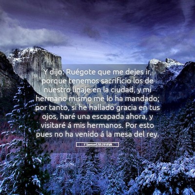 Picture 05 - 1 Samuel 20:29 RVA - Y dijo: Ruégote que me dejes ir, porque tenemos - Bible Verse Picture