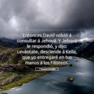Picture 05 - 1 Samuel 23:4 RVA - Entonces David volvió á consultar á Jehová. Y - Bible Verse Picture