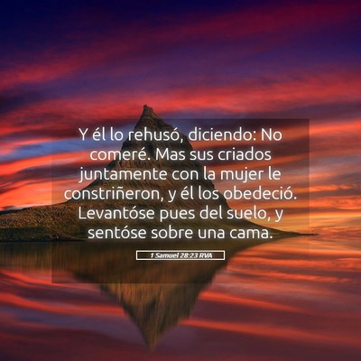 Picture 05 - 1 Samuel 28:23 RVA - Y él lo rehusó, diciendo: No comeré. Mas sus - Bible Verse Picture