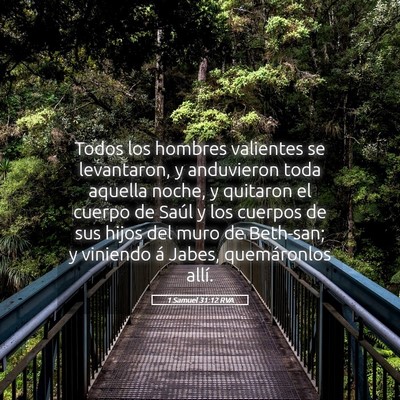 Picture 05 - 1 Samuel 31:12 RVA - Todos los hombres valientes se levantaron, y - Bible Verse Picture