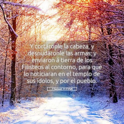 Picture 05 - 1 Samuel 31:9 RVA - Y cortáronle la cabeza, y desnudáronle las - Bible Verse Picture
