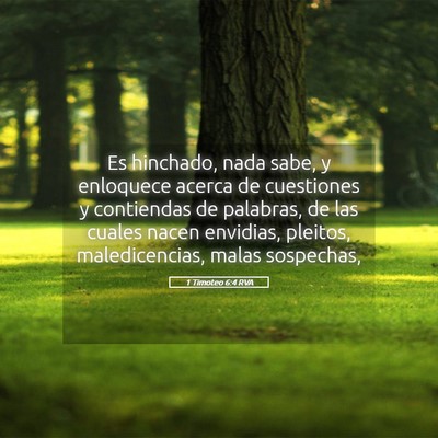 Picture 05 - 1 Timoteo 6:4 RVA - Es hinchado, nada sabe, y enloquece acerca de - Bible Verse Picture