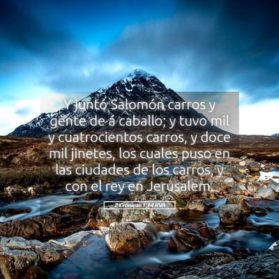 Picture 05 - 2 Crónicas 1:14 RVA - Y juntó Salomón carros y gente de á caballo; y - Bible Verse Picture