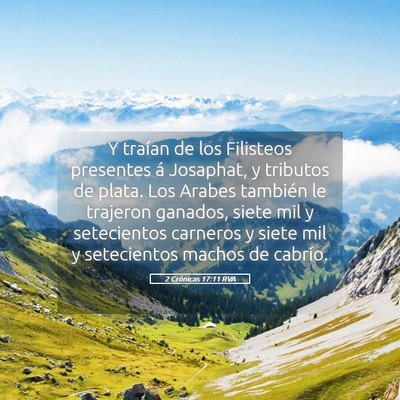 Picture 05 - 2 Crónicas 17:11 RVA - Y traían de los Filisteos presentes á Josaphat, - Bible Verse Picture