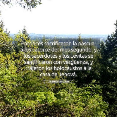 Picture 05 - 2 Crónicas 30:15 RVA - Entonces sacrificaron la pascua, á los catorce - Bible Verse Picture