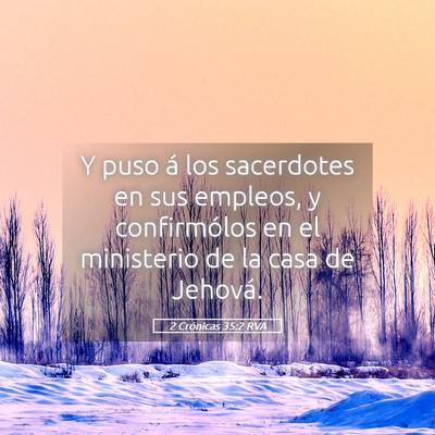 Picture 05 - 2 Crónicas 35:2 RVA - Y puso á los sacerdotes en sus empleos, y - Bible Verse Picture