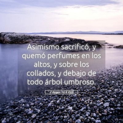 Picture 05 - 2 Reyes 16:4 RVA - Asimismo sacrificó, y quemó perfumes en los - Bible Verse Picture