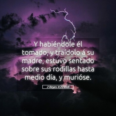 Picture 05 - 2 Reyes 4:20 RVA - Y habiéndole él tomado, y traídolo á su - Bible Verse Picture