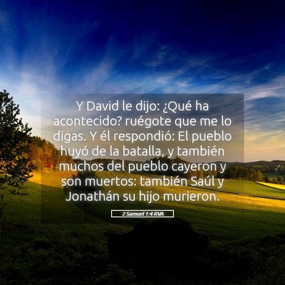 Picture 05 - 2 Samuel 1:4 RVA - Y David le dijo: ¿Qué ha acontecido? ruégote - Bible Verse Picture
