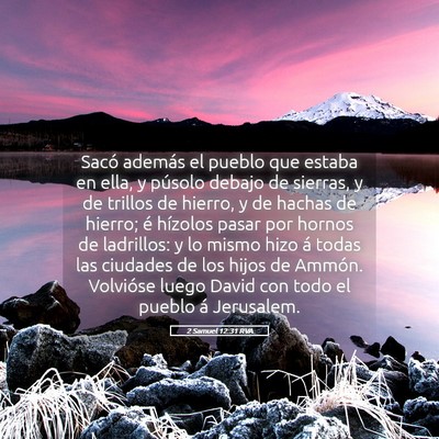 Picture 05 - 2 Samuel 12:31 RVA - Sacó además el pueblo que estaba en ella, y - Bible Verse Picture