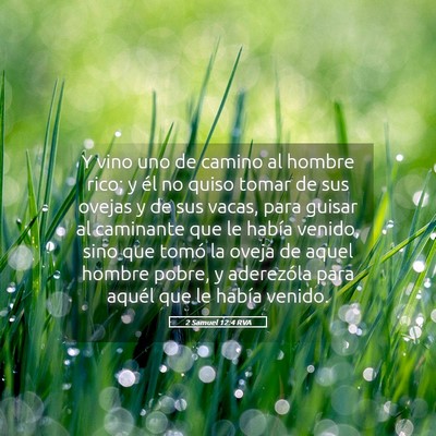 Picture 05 - 2 Samuel 12:4 RVA - Y vino uno de camino al hombre rico; y él no - Bible Verse Picture