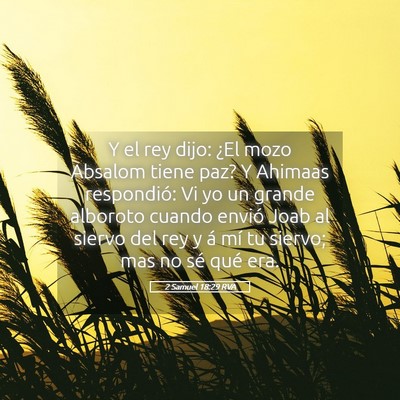 Picture 05 - 2 Samuel 18:29 RVA - Y el rey dijo: ¿El mozo Absalom tiene paz? Y - Bible Verse Picture