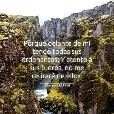 Picture 05 - 2 Samuel 22:23 RVA - Porque delante de mí tengo todas sus ordenanzas; - Bible Verse Picture