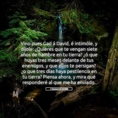 Picture 05 - 2 Samuel 24:13 RVA - Vino pues Gad á David, é intimóle, y díjole: - Bible Verse Picture