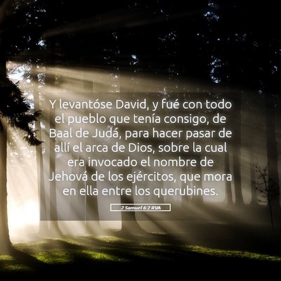 Picture 05 - 2 Samuel 6:2 RVA - Y levantóse David, y fué con todo el pueblo que - Bible Verse Picture