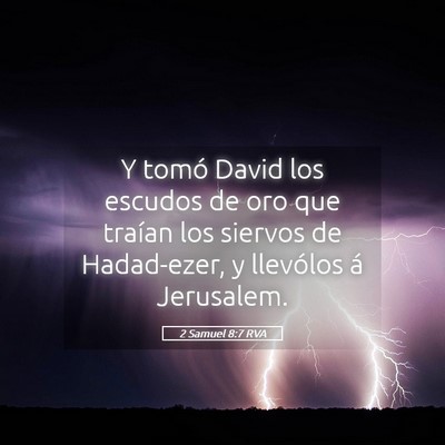 Picture 05 - 2 Samuel 8:7 RVA - Y tomó David los escudos de oro que traían los - Bible Verse Picture