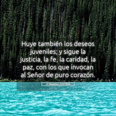 Picture 05 - 2 Timoteo 2:22 RVA - Huye también los deseos juveniles; y sigue la - Bible Verse Picture