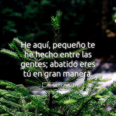 Picture 05 - Abdías 1:2 RVA - He aquí, pequeño te he hecho entre las gentes; - Bible Verse Picture