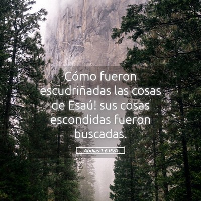 Picture 05 - Abdías 1:6 RVA - Cómo fueron escudriñadas las cosas de Esaú! - Bible Verse Picture