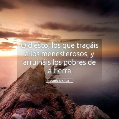 Picture 05 - Amós 8:4 RVA - Oid esto, los que tragáis á los menesterosos, y - Bible Verse Picture