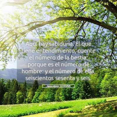 Picture 05 - Apocalipsis 13:18 RVA - Aquí hay sabiduría. El que tiene entendimiento, - Bible Verse Picture