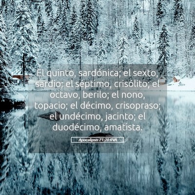 Picture 05 - Apocalipsis 21:20 RVA - El quinto, sardónica; el sexto, sardio; el - Bible Verse Picture