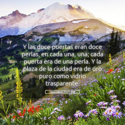 Picture 05 - Apocalipsis 21:21 RVA - Y las doce puertas eran doce perlas, en cada una, - Bible Verse Picture