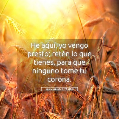 Picture 05 - Apocalipsis 3:11 RVA - He aquí, yo vengo presto; retén lo que tienes, - Bible Verse Picture
