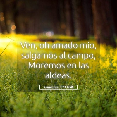 Picture 05 - Cantares 7:11 RVA - Ven, oh amado mío, salgamos al campo, Moremos en - Bible Verse Picture