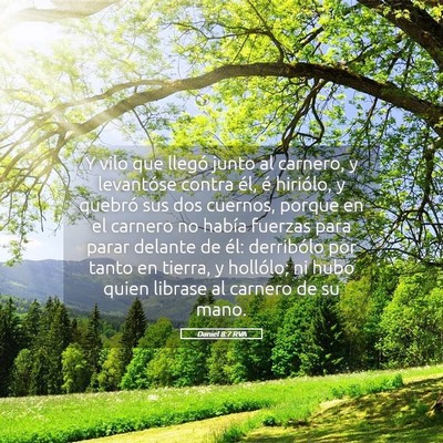 Picture 05 - Daniel 8:7 RVA - Y vilo que llegó junto al carnero, y levantóse - Bible Verse Picture