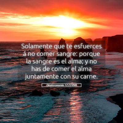 Picture 05 - Deuteronomio 12:23 RVA - Solamente que te esfuerces á no comer sangre: - Bible Verse Picture