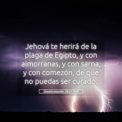 Picture 05 - Deuteronomio 28:27 RVA - Jehová te herirá de la plaga de Egipto, y con - Bible Verse Picture